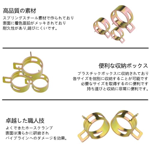 WMYCONGCONG 155-Piece Set of 10 Sizes, 6-22mm Spring Clamp Hose Band Clips, 65Mn Steel, Zinc Plated, Pipe Tube Fasteners, Silicone, for Water Pipe, Va