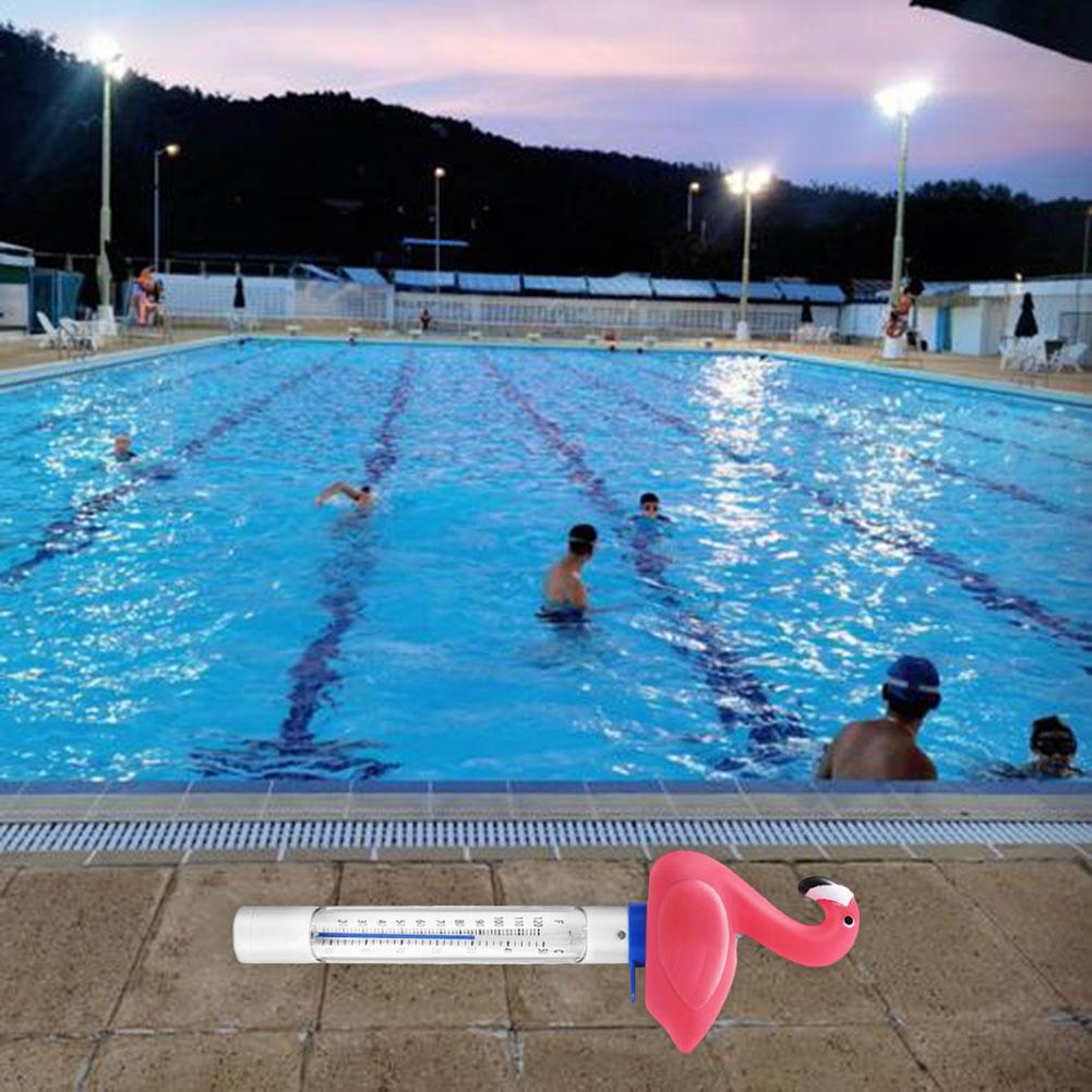 Shatter Resistant Floating Pool Thermometer Pink Flamingo Design With Retrieval Rope For Outdoor Indoor Spa Tub Temperature