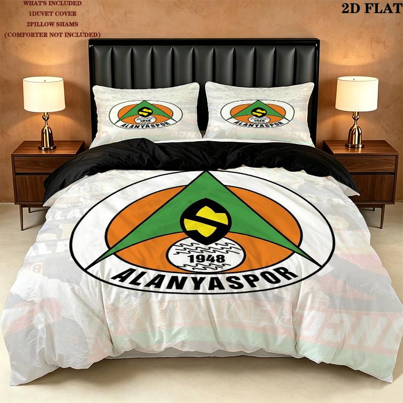Alanyaspor Pattern Bedding uilt Set uilt Cover Pillowcase Home Decoration Birthday Gift (1 * duvet cover + 2 * pillowcase without core)