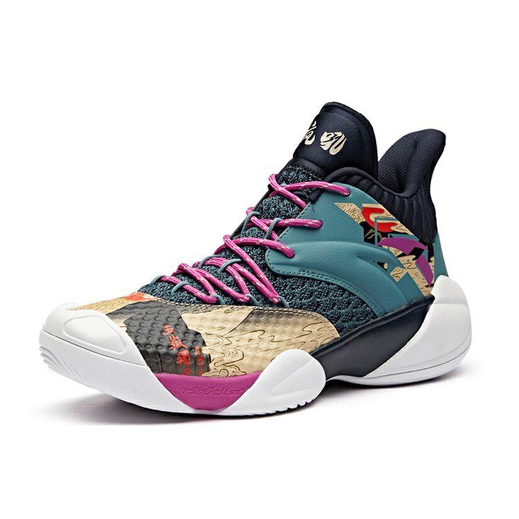 Anta Модные удобные амортизирующие нескользящие износостойкие баскетбольные кроссовки средней высоты мужские кроссовки желто-зеленые фиолетовые 11931605-12