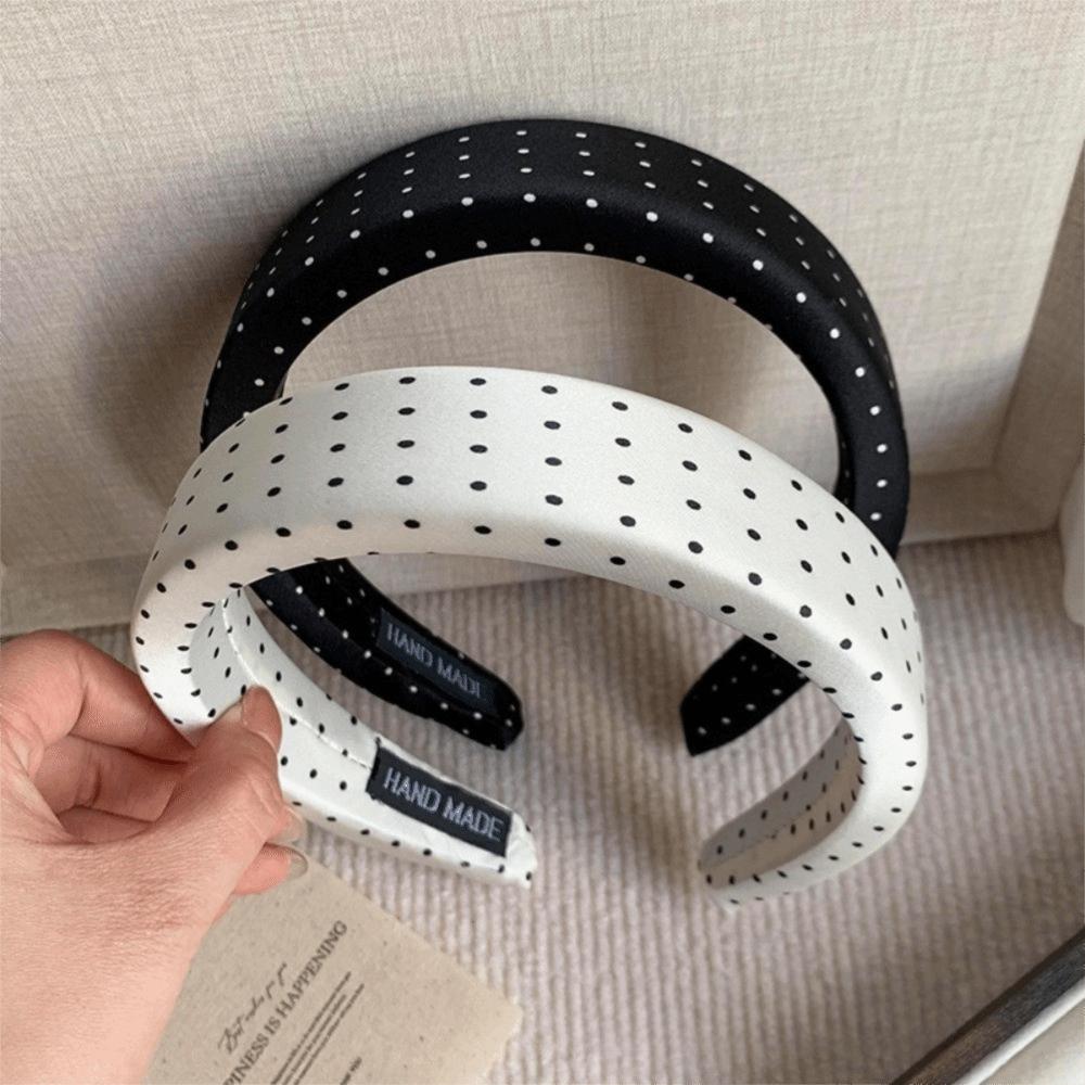 Black White Color Polka Dot Headband Non-Slip Temperament Hair Band Fashion Wide Headband Casual
