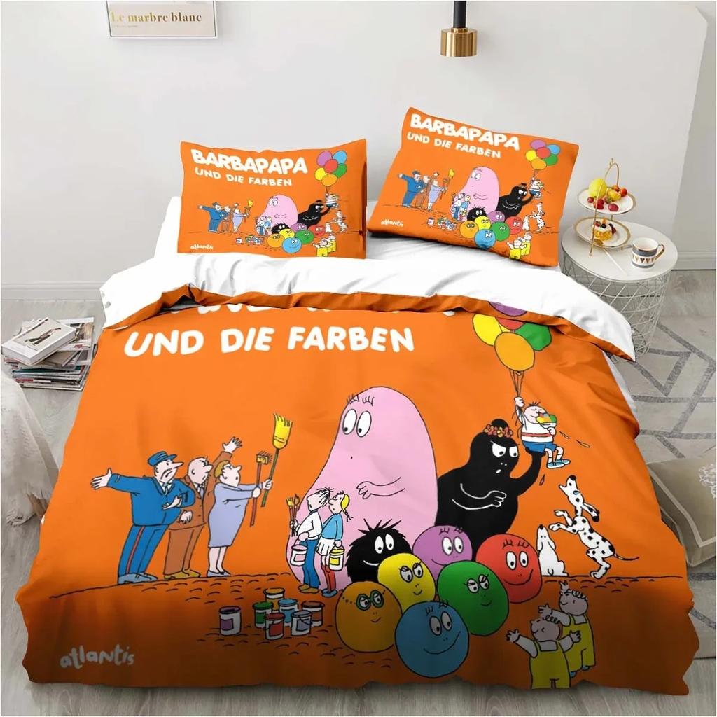 Милый Мультяшный Комплект Постельного Белья Les Barbapapa Мягкое Пододеяльник для Взрослых Детей Односпальная Двуспальная Кровать King Size