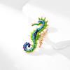 Enamel Rhinestone Sea Horse Brooch Oil-dripping Elegant Clothing Accessories Men Women Bag Hat Business Suit Lapel Pin Fashion Jewelry Gift