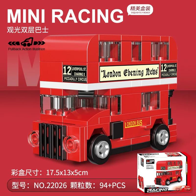 DIY гоночный автомобиль автобус инженерная машина скорая помощь отступить модель строительные блоки кирпичные игрушки для детей мальчики совместимы с