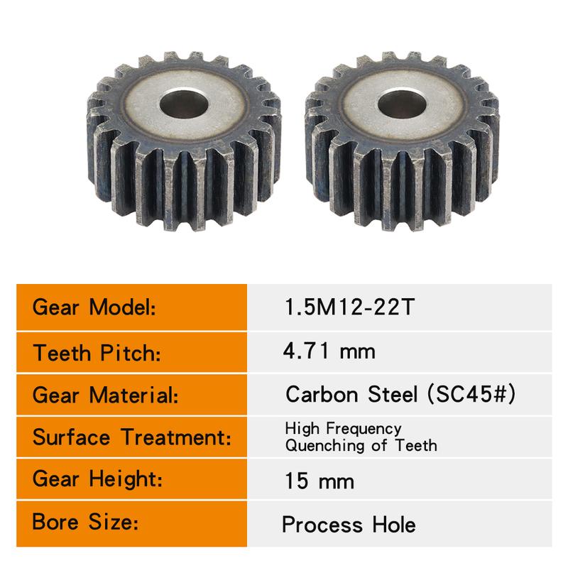 Шестерни 1.5M-12T/13T/14T/15T/16T/17T/18T/19T/20T/21T/22T SC45# Углеродистая Сталь Цилиндрическая Шестерня Зубья с Высокочастотной Закалкой