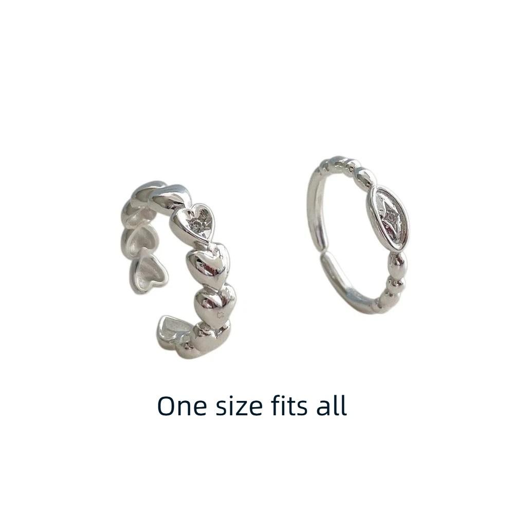 Stackable Design Heart Ring Silver Color Adjustable Ring Open Finger Ring Valentines Gift