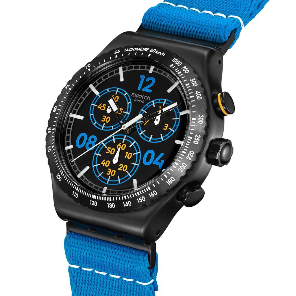 Swatch NEW IRONY CHRONO MOMENTS IN BLUE Синие наручные часы, YVB100, Мужские,
