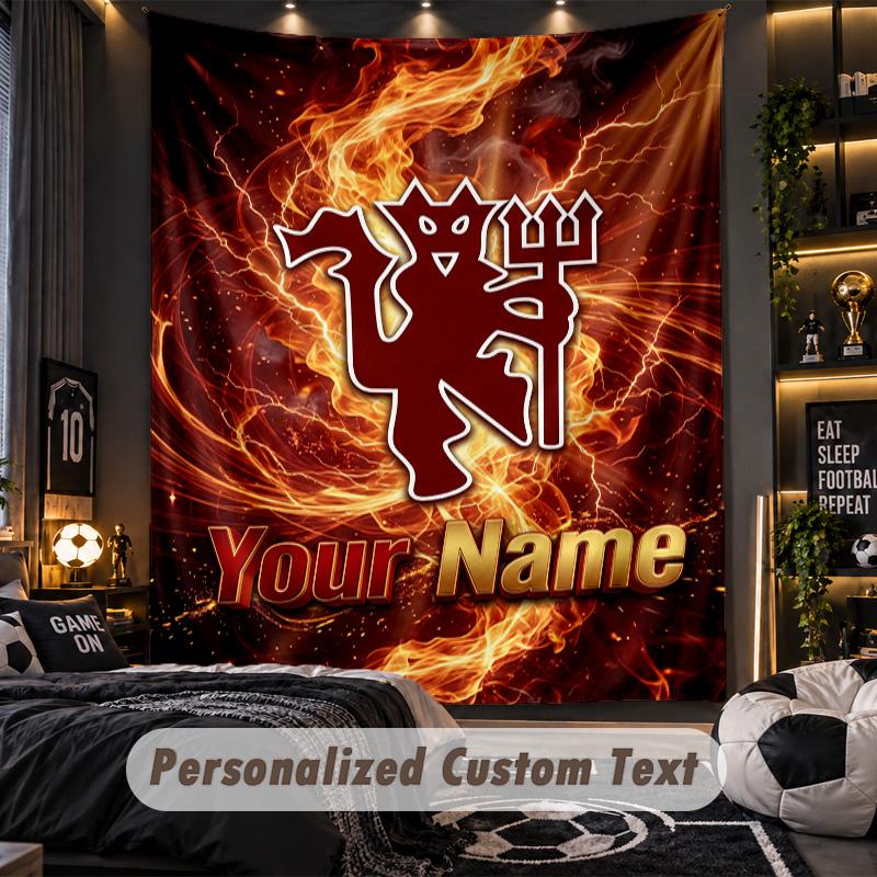 TapestryManchester United Custom Name Text Personalized Wall Hanging Tapestry Home Wall Decor