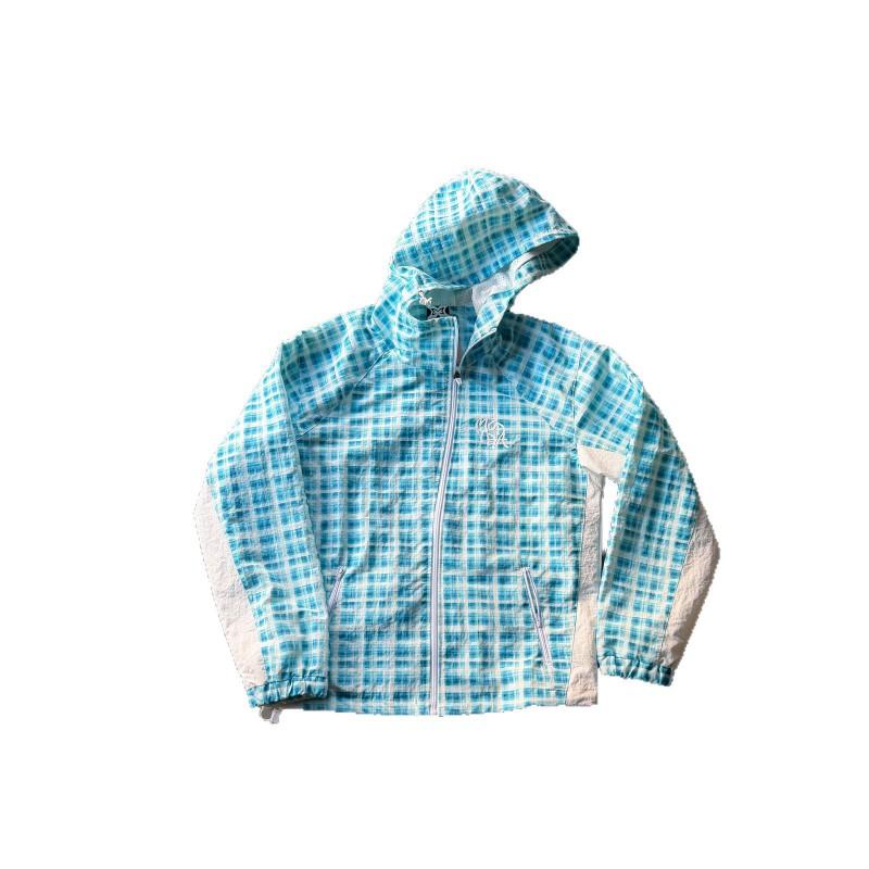 Mens Oversized Asymmetrical Grid Hooded Jacket Streetwear Rap Hip Hop Outerwear Fall