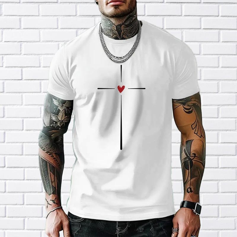 Новая летняя мужская модная футболка с принтом Personality Cross Love, мужская футболка, топ