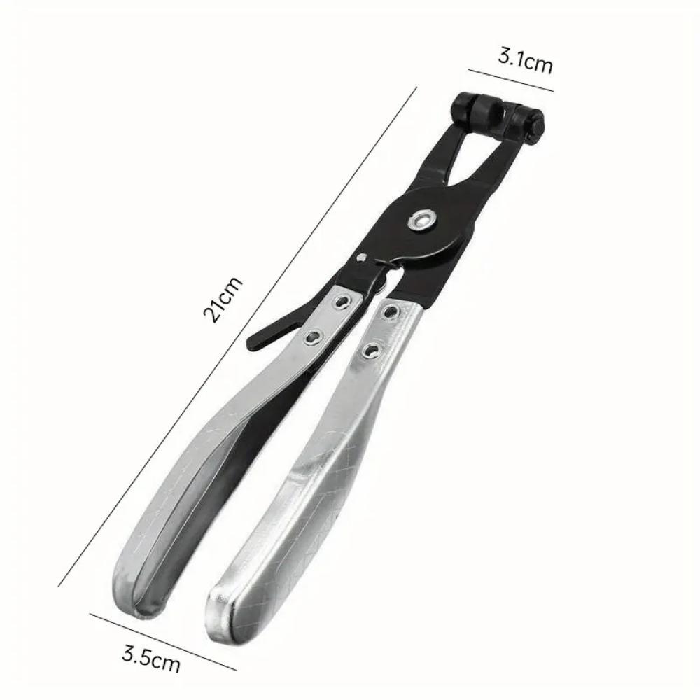 Плоскогубцы для хомутов для шлангов водопроводных труб автомобиля. Зажим с поворотным приводом. Инструмент для фиксации губок. Снятие и установка кольцевых плоских хомутов для шлангов.