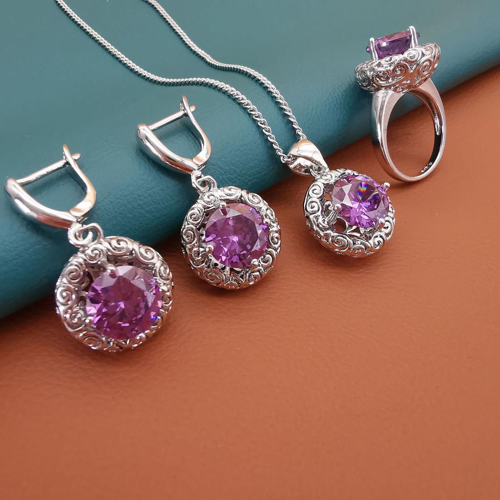 Vintage Patterned Lantern European and American Ethnic Style Jewelry Set Necklace and Earring Three Piece Set