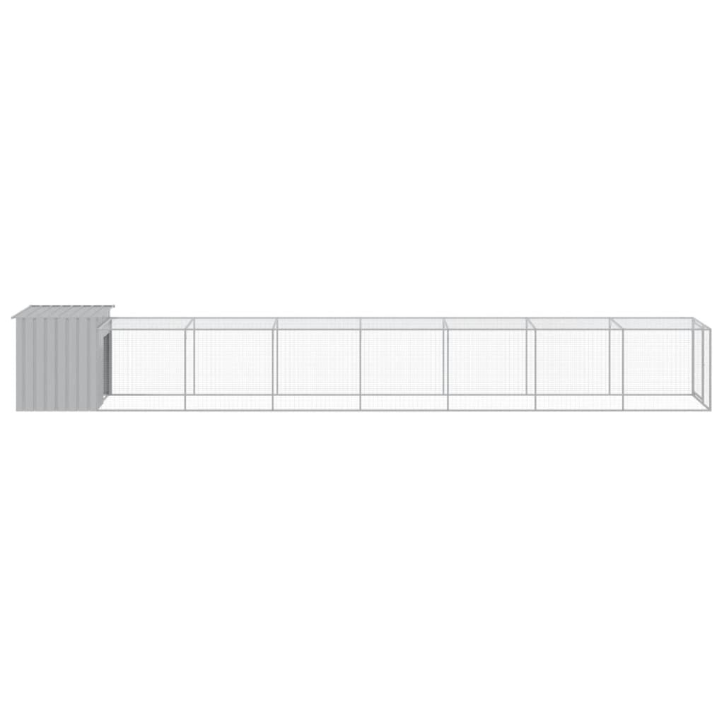 Chicken Coop with Run Light Grey 110 x 813 x 110 cm Galvanized Steel
