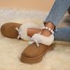 Thick Bottom Fluffy Fur Snow Boots Women 2025 Winter Warm Plush Ankle Boots with Platform Sweet Bowknot New Furry Non Slip Shoes
