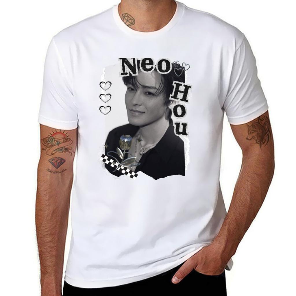 Neo Hou Cdrama Actor Black And White Collage Design Tshirt Basic Comfort Fit Tshirt For Unisex