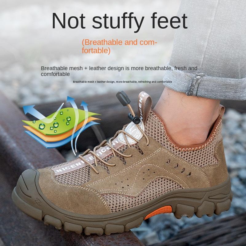 Labor Insurance Shoes Men's Anti-smashing and Anti-piercing Large-net Work Shoes Wear-resistant Construction Site Safety Protective Shoes