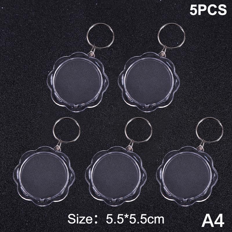 5Pcs Blank Photo Frame Keychain Clear Acrylic Keyring Insert Photo Split Key Pendant Diy Key Holder Couple Anniversary Gifts