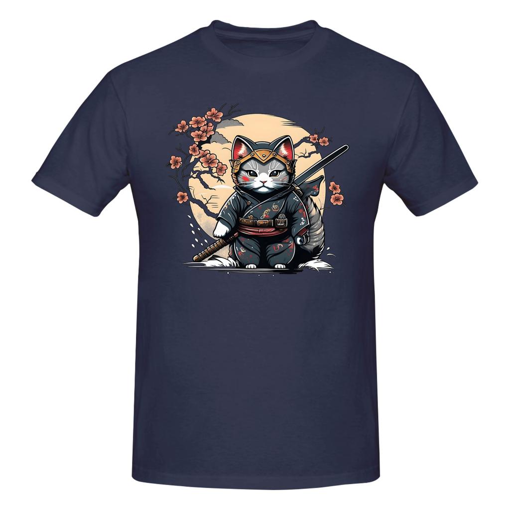 Piece Ronin Warrior Novelty Cotton TShirt Samurai Cat Tees Tops For Unisex