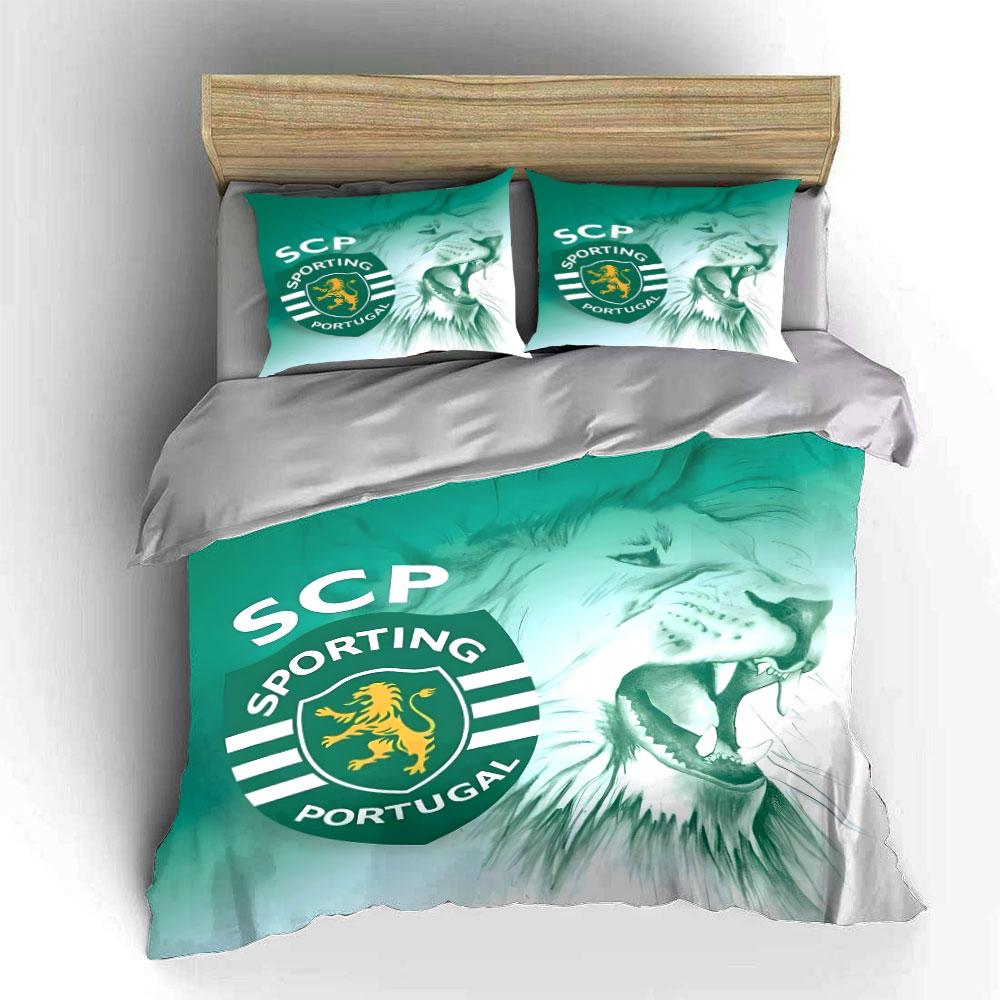 Green lion and "Sporting" emblem. Bedding sets Duvet cover sets Duvet covers Pillowcases(1* Duvet Cover 2* Pillowcases without duvet insert)