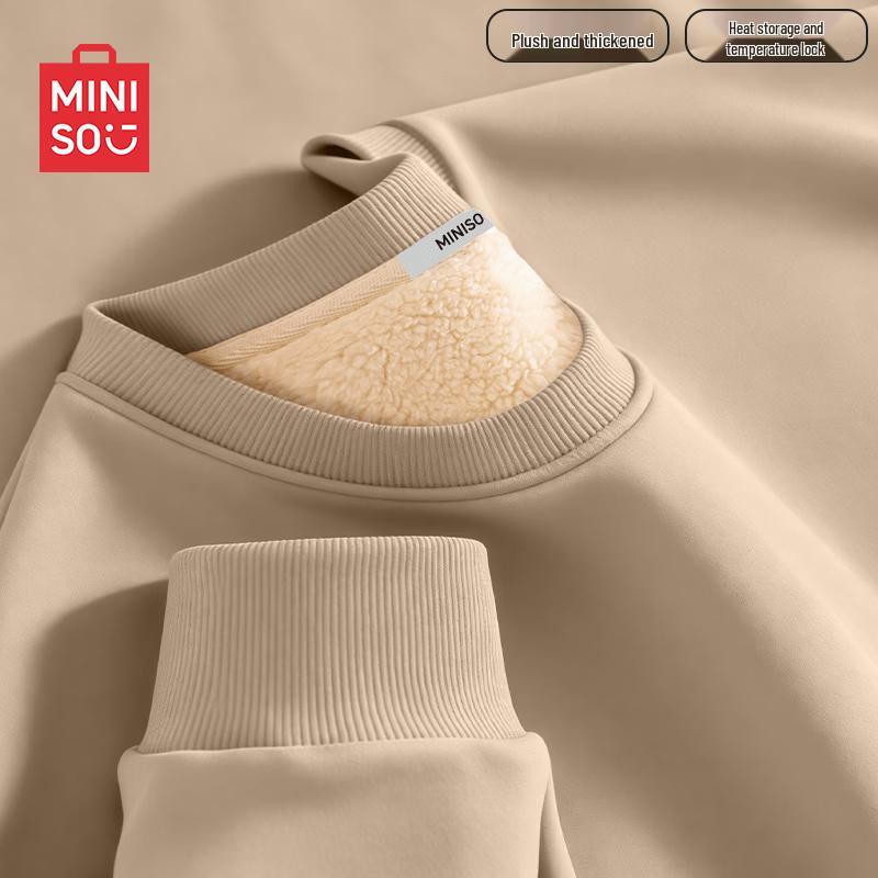 MINISO Men's Fleece Lined Crewneck Sweatshirt
