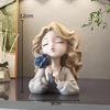 Lovely Wave Haired Girl Figures Rose Flower Statue Desk Decoration Exquisite Character Resins Sculpture Room Aesthetics Decor