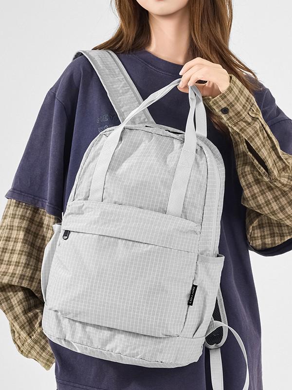 Трансграничный клетчатый складной рюкзак для пешего туризма большой вместимости - Однотонный повседневный стиль