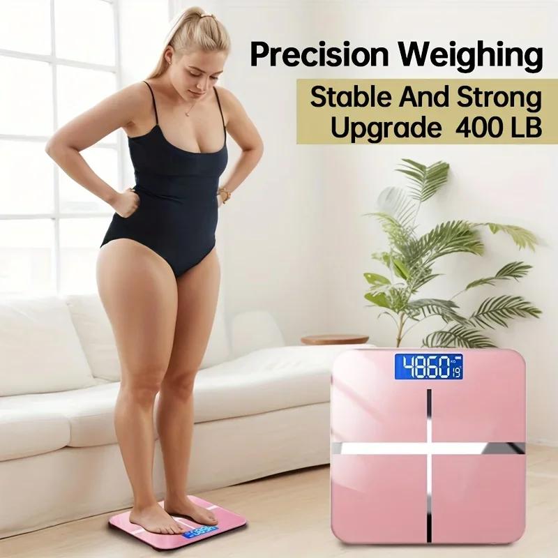 Умные весы для ванной комнаты с высокой грузоподъемностью 400 фунтов, точные цифровые весы для измерения веса тела, температурный дисплей для домашнего использования в общежитии