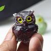Фигурка совы из смолы и кристалла с натуральным аквамарином для домашнего декора и в качестве подарка