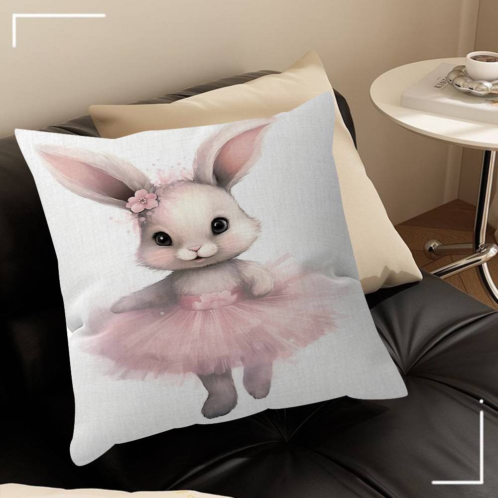 Cute Ballerina Bunny Ballet Animal Pillowcase Toon Gift Cushion Cover Bedroom Home Sofa Chair Seat Decor Pillow Case