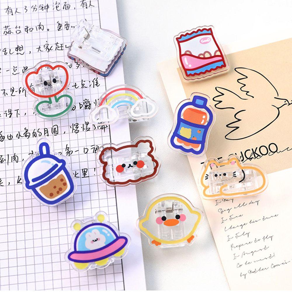 Letter Clip School Stationery Cartoon Binder Clips Snacks Sealing Clip Paper Clip Transparent Clip