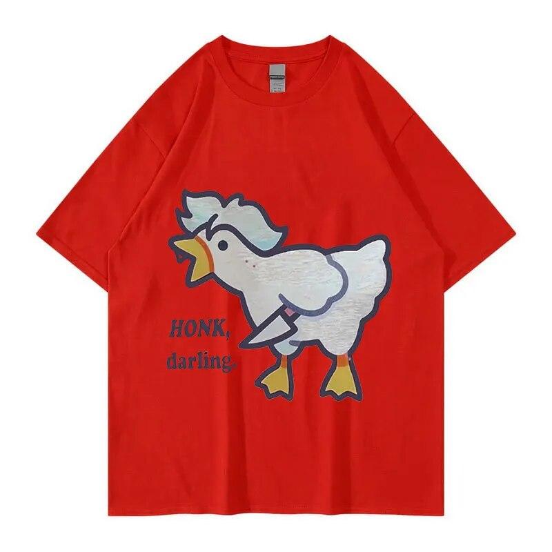 Cute Funny Goose Astarion 2023 Новая графическая футболка унисекс WoUnisex Ретро футболки с короткими рукавами Летняя мода Хлопковая футболка большого размера