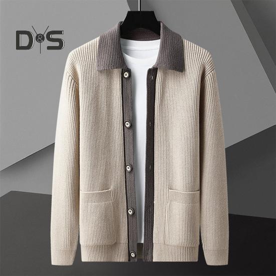 Мужской свитер, пальто, толстый, цветной, застежка на пуговицы, отложной воротник, трикотажный, свободный, сохраняющий тепло, куртка, осень-зима, кардиган, верхняя одежда