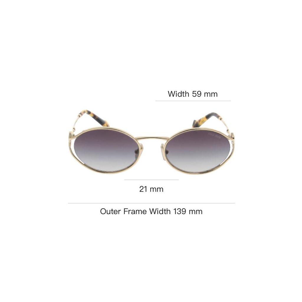 Miu Miu Logo Metal Oval Sunglasses Women sunglasses Gold SMU52Y