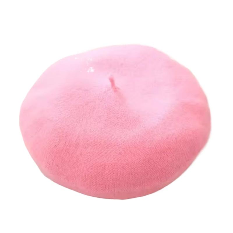 Beret Women's Fashion Retro Casual Wool Beret Artist Hat Wool Versatile Knitted Round Top Bud Hat Warm Hat