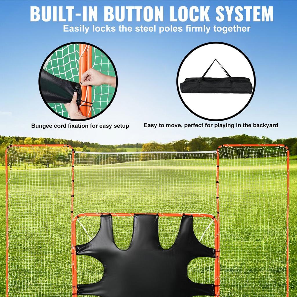 3-IN-1 Lacrosse Goal with Backstop and Target, 12' x 9' Lacrosse Net, Steel Frame Backyard Lacrosse Rebounder Equipment, Quick & Easy Setup Training