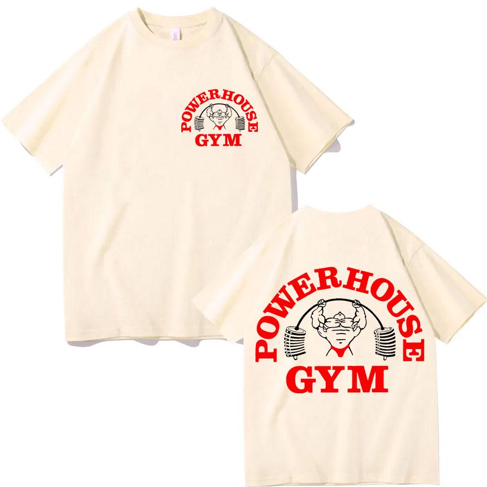 Футболка Powerhouse Gym с двусторонним принтом Модный тренд уличной моды Футболки с коротким рукавом Мужские Женские Повседневные Свободные Хлопковые Футболки