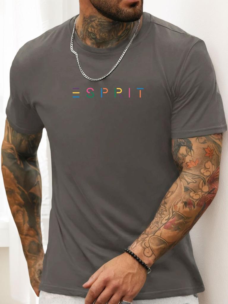 Short Sleeve TShirt ESPRIT Mens 100 Cotton Pattern Printed Shirt Summer Round Neck Breathable Casual Fashion Cool Tee