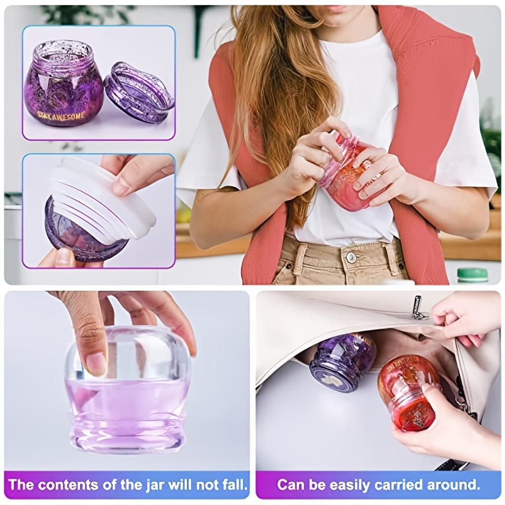 1 комплект силиконовых форм для банок, силиконовые формы для пудинга с крышкой, силиконовые формы для эпоксидной смолы для бутылки для хранения, подсвечник