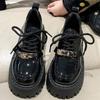 Autumn Small Leather Shoes Platform Thick Heel Single Shoes New Muffin High Heel Loafers Women's Lock Strap Black Fashion