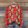 Women's Christmas Print Cardigan Long Sleeve Round Neck Knit Top