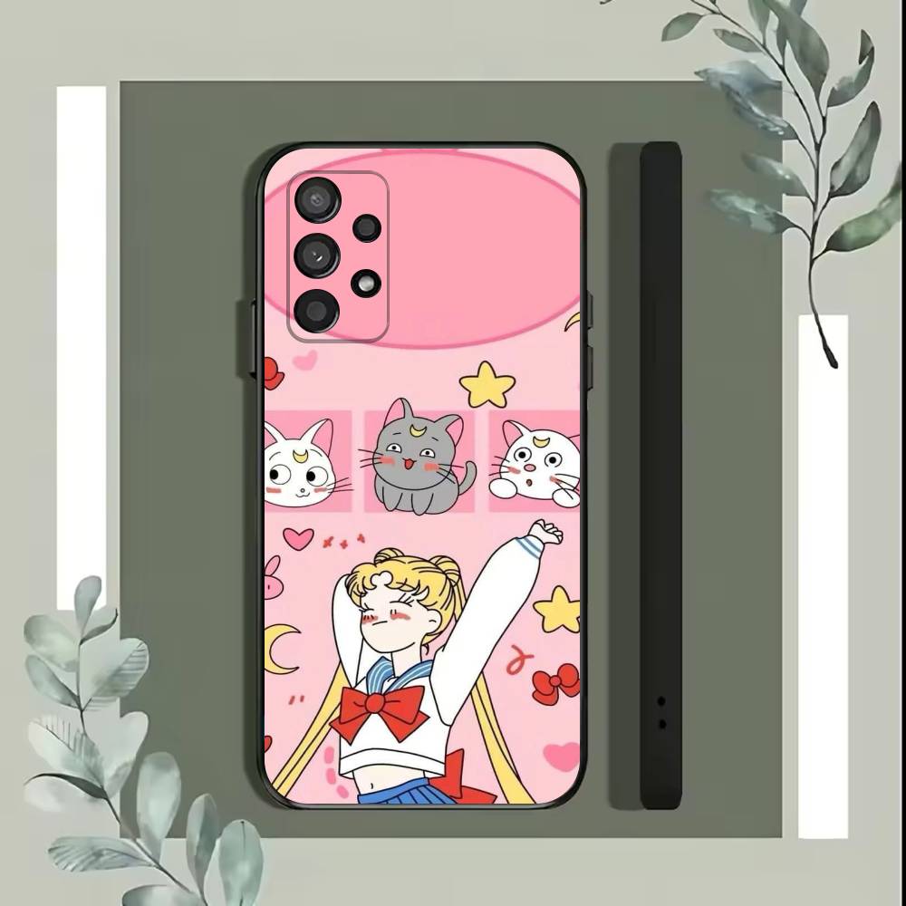 Мультяшный чехол для телефона S-Sailor M-Moons для Samsung S25, S24, S21, S22, S23, S30, Ultra, S20, Plus, Fe, Lite, 5G Черный чехол