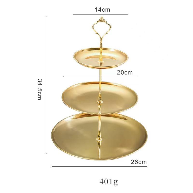 Three Layer Stainless Steel Cake Tray Cake Snack Plate Birthday Wedding Party Dessert Stand Table Dessert Display Stan