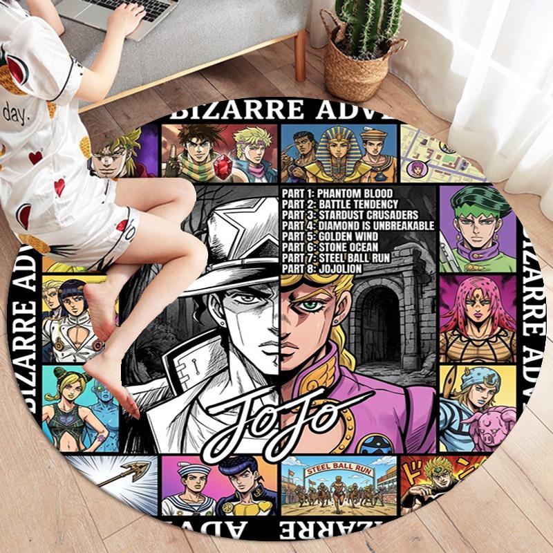 Ковер круглый ковер JoJo's Bizarre Adventure для гостиной, спальни, дивана, игровой комнаты, нескользящий коврик для пола