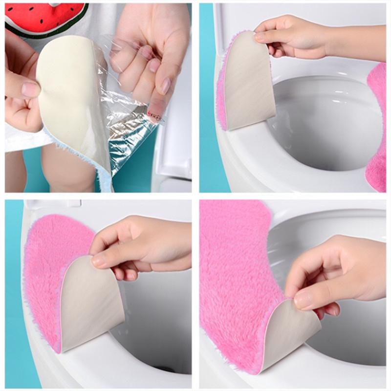 Washroom Washable Sticky Toilet Mat Seat Cover Pad Household Soft Plus Cashmere Toilet Seat Cover