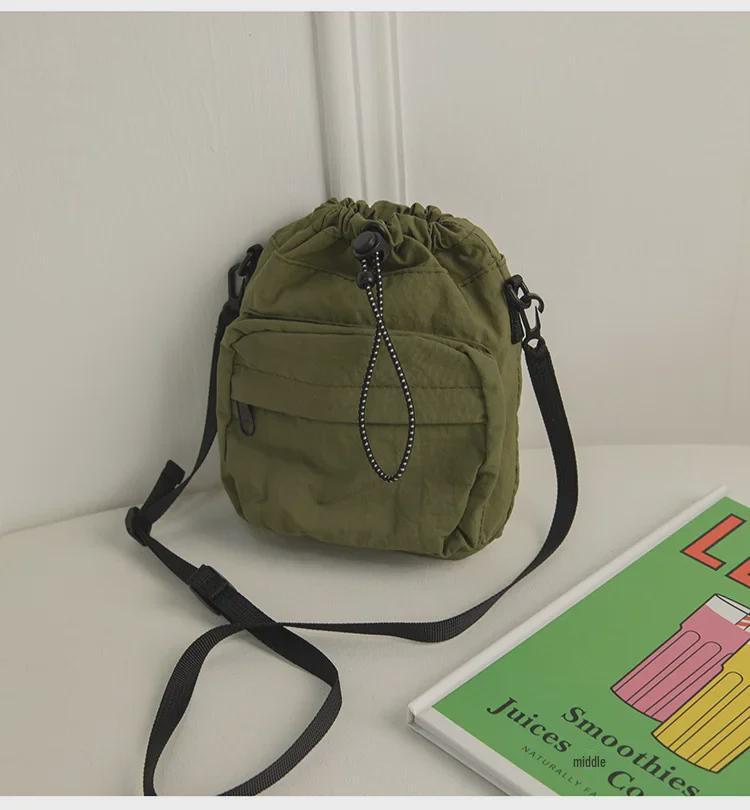Сумка-мессенджер из нейлона с завязками на шнурке в корейском стиле 2023 года — легкая, универсальная летняя женская сумка через плечо