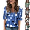 Женская повседневная футболка с короткими рукавами и v-образным вырезом с принтом и четвертьрукавами, топ