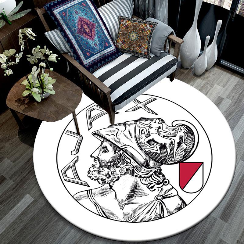 AFC Ajax Amsterdam Printed Round Rug, Non Slip Washable Circular Carpet For Living Room Bedroom Playroom, Sports Fan Decor, Holiday Birthday Gift