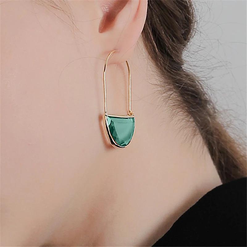 Серьги-подвески с разноцветными кристаллами в форме полукруга, индивидуальные преувеличенные прозрачные серьги-кольца