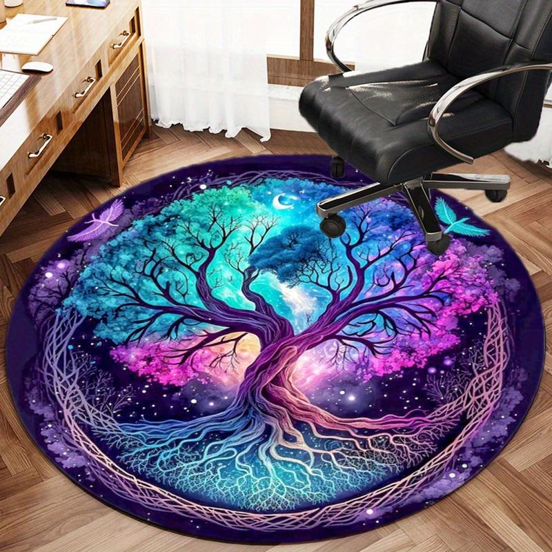 Tree Of Life Bird Round Rug Nonslip Area Rug Office Chair Mat Carpet For Living Room Bedroom Home Decor