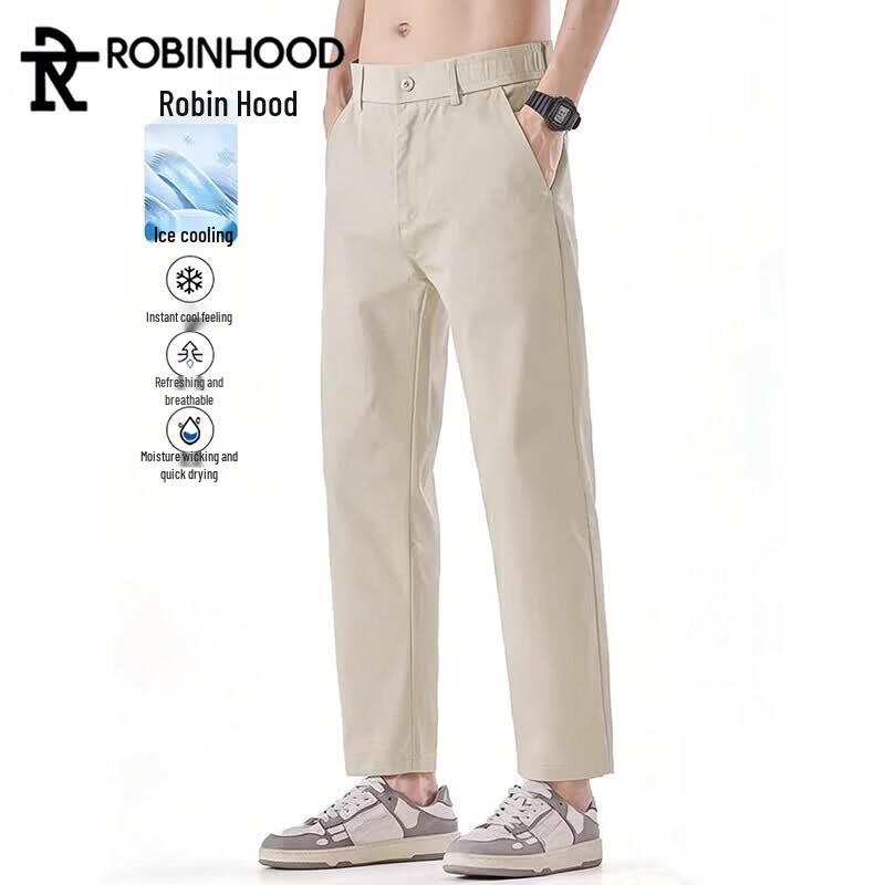 ROBINHOOD Men's Summer Lightweight Breathable Straight-Leg Casual Pants